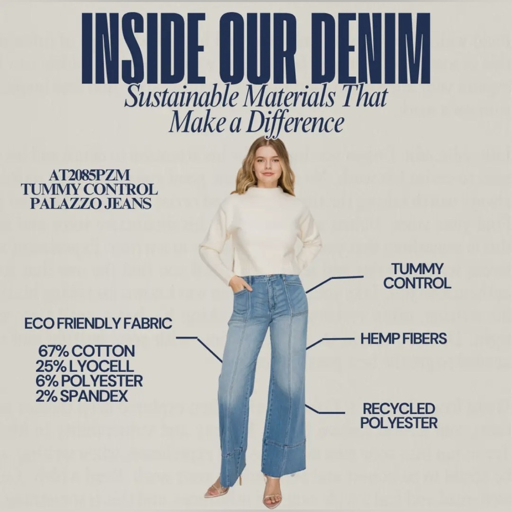 Artemis Vintage Tummy Control Palazzo Jeans Center Seam Wide Leg Light Wash NWT - Picture 4 of 9